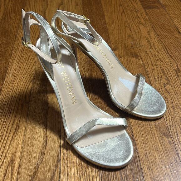 Stuart Weitzman Metallic Heels Size 7.5 - Picture 1 of 7